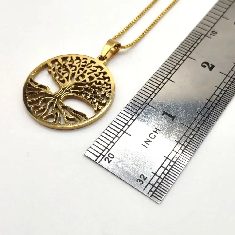 18k Gold Plated Necklace W/ Tree Of Life Pendant Anniversary Birthday Gift New!